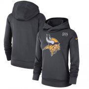 Wholesale Cheap NFL Women's Minnesota Vikings Nike Anthracite Crucial Catch Performance Pullover Hoodie