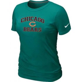 Wholesale Cheap Women\'s Nike Chicago Bears Heart & Soul NFL T-Shirt Light Green