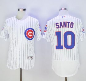 Wholesale Cheap Cubs #10 Ron Santo White Flexbase Authentic Collection with 100 Years at Wrigley Field Commemorative Patch Stitched MLB Jersey