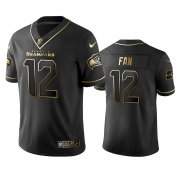 Wholesale Cheap Seahawks #12 Fan Men's Stitched NFL Vapor Untouchable Limited Black Golden Jersey