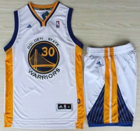 Wholesale Cheap Golden State Warriors 30 Stephen Curry White Revolution 30 Swingman Jerseys Shorts NBA Suits
