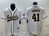 Wholesale Men's New Orleans Saints #41 Alvin Kamara White Stitched MLB Cool Base Nike Baseball Jersey