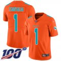 Wholesale Cheap Nike Dolphins #1 Tua Tagovailoa Orange Men's Stitched NFL Limited Inverted Legend 100th Season Jersey
