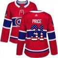 Wholesale Cheap Adidas Canadiens #31 Carey Price Red Home Authentic USA Flag Women's Stitched NHL Jersey