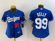 Cheap Women's Los Angeles Dodgers #99 Joe Kelly Number Blue Stitched Cool Base Nike Jersey