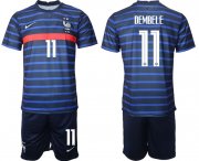 Wholesale Cheap Men 2020-2021 European Cup France home blue 11 Soccer Jersey