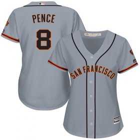 Wholesale Cheap Giants #8 Hunter Pence Grey Road Women\'s Stitched MLB Jersey