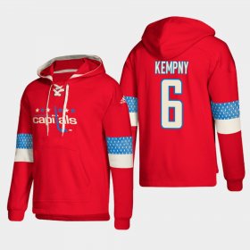 Wholesale Cheap Washington Capitals #6 Michal Kempny Red adidas Lace-Up Pullover Hoodie
