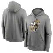 Cheap Men's New Orleans Saints Heather Gray Primary Logo Long Sleeve Hoodie T-Shirt