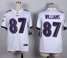 Wholesale Cheap Nike Ravens #87 Maxx Williams White Women\'s Stitched NFL New Elite Jersey