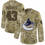 Wholesale Cheap Adidas Canucks #43 Quinn Hughes Camo Authentic Stitched NHL Jersey