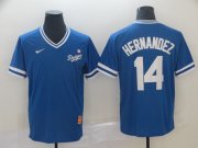Wholesale Cheap Men Los Angeles Dodgers 14 Hernandez Blue Game Throwback Nike 2022 MLB Jersey