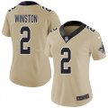 Wholesale Cheap Nike Saints #2 Jameis Winston Gold Women's Stitched NFL Limited Inverted Legend Jersey