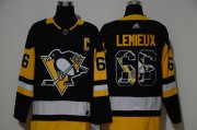 Wholesale Cheap Men's Pittsburgh Penguins #66 Mario Lemieux Black With Team Logo Adidas Stitched NHL Jersey