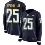 Wholesale Cheap Nike Chargers #25 Chris Harris Jr Navy Blue Team Color Women's Stitched NFL Limited Therma Long Sleeve Jersey