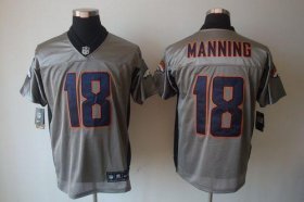 Wholesale Cheap Nike Broncos #18 Peyton Manning Grey Shadow Men\'s Stitched NFL Elite Jersey