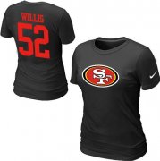 Wholesale Cheap Women's Nike San Francisco 49ers #52 Patrick Willis Name & Number T-Shirt Black