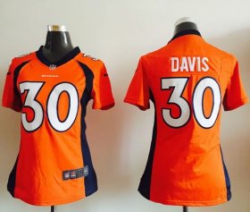 Wholesale Cheap Nike Broncos #30 Terrell Davis Orange Team Color Women\'s Stitched NFL New Elite Jersey