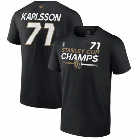 Wholesale Cheap Men\'s Vegas Golden Knights #71 William Karlsson Black 2023 Stanley Cup Champions Pro Name & Number T-Shirt