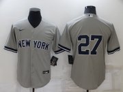 Wholesale Cheap Men's New York Yankees #27 Giancarlo Stanton No Name Grey Stitched Nike Cool Base Throwback Jersey