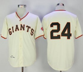 Wholesale Cheap Mitchell And Ness 1951 Giants #24 Willie Mays Cream Throwback Stitched MLB Jersey