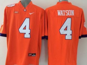Wholesale Cheap Men\'s Clemson Tigers #4 Deshaun Watson Orange 2015 NCAA Football Nike Jersey