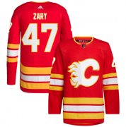 Cheap Men's Calgary Flames #47 Connor Zary Red Stitched Jersey