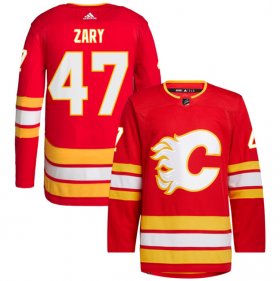 Cheap Men\'s Calgary Flames #47 Connor Zary Red Stitched Jersey