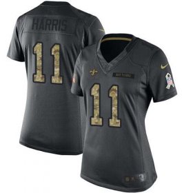 Wholesale Cheap Nike Saints #11 Deonte Harris Black Women\'s Stitched NFL Limited 2016 Salute to Service Jersey