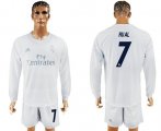 Wholesale Cheap Real Madrid #7 Rual Marine Environmental Protection Home Long Sleeves Soccer Club Jersey