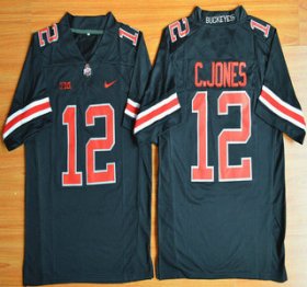 Wholesale Cheap Ohio State Buckeyes #12 Cardale Jones Black With Red 2015 College Football Nike Limited Jersey