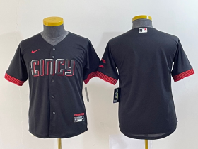 Wholesale Cheap Youth Cincinnati Reds #11 Barry Larkin Black 2023 City Connect Cool Base Stitched Jersey