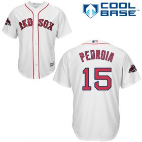 Wholesale Cheap Red Sox #15 Dustin Pedroia White Cool Base 2018 World Series Stitched Youth MLB Jersey