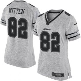 Wholesale Cheap Nike Cowboys #82 Jason Witten Gray Women\'s Stitched NFL Limited Gridiron Gray II Jersey