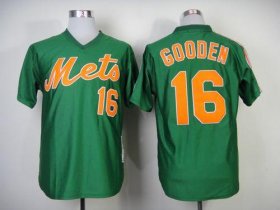 Wholesale Cheap Mitchell and Ness 1985 Mets #16 Dwight Gooden Green Throwback Stitched MLB Jersey