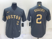 Wholesale Men's Boston Red Sox #2 Xander Bogaerts Number Grey 2022 All Star Stitched Cool Base Nike Jersey