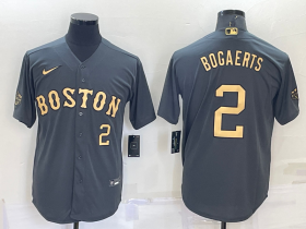 Wholesale Men\'s Boston Red Sox #2 Xander Bogaerts Number Grey 2022 All Star Stitched Cool Base Nike Jersey