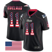 Wholesale Cheap Nike Patriots #11 Julian Edelman Black Men's Stitched NFL Limited Rush USA Flag Jersey