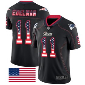 Wholesale Cheap Nike Patriots #11 Julian Edelman Black Men\'s Stitched NFL Limited Rush USA Flag Jersey