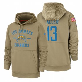 Wholesale Cheap Los Angeles Chargers #13 Keenan Allen Nike Tan 2019 Salute To Service Name & Number Sideline Therma Pullover Hoodie