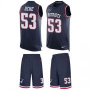 Wholesale Cheap Nike Patriots #53 Josh Uche Navy Blue Team Color Men's Stitched NFL Limited Tank Top Suit Jersey