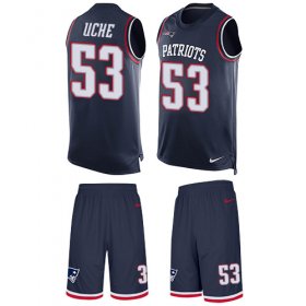 Wholesale Cheap Nike Patriots #53 Josh Uche Navy Blue Team Color Men\'s Stitched NFL Limited Tank Top Suit Jersey