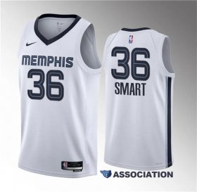 Wholesale Cheap Men\'s Memphis Grizzlies #36 Marcus Smart White 2023 Draft Association Edition Stitched Basketball Jersey
