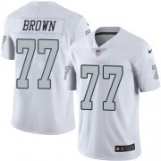 Wholesale Cheap Nike Raiders #77 Trent Brown White Youth Stitched NFL Limited Rush Jersey