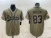 Wholesale Cheap Men's Las Vegas Raiders #83 Darren Waller 2022 Olive Salute to Service Cool Base Stitched Baseball Jersey