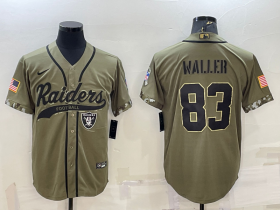 Wholesale Cheap Men\'s Las Vegas Raiders #83 Darren Waller 2022 Olive Salute to Service Cool Base Stitched Baseball Jersey