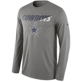 Wholesale Cheap Men\'s Dallas Cowboys Nike Gray Legend Staff Practice Long Sleeves Performance T-Shirt