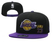 Wholesale Cheap Men's Los Angeles Lakers #23 LeBron James Black Snapback Ajustable Cap Hat YD