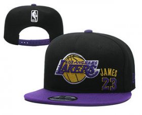 Wholesale Cheap Men\'s Los Angeles Lakers #23 LeBron James Black Snapback Ajustable Cap Hat YD