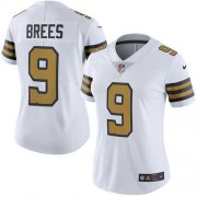 Wholesale Cheap Nike Saints #9 Drew Brees White Women's Stitched NFL Limited Rush Jersey